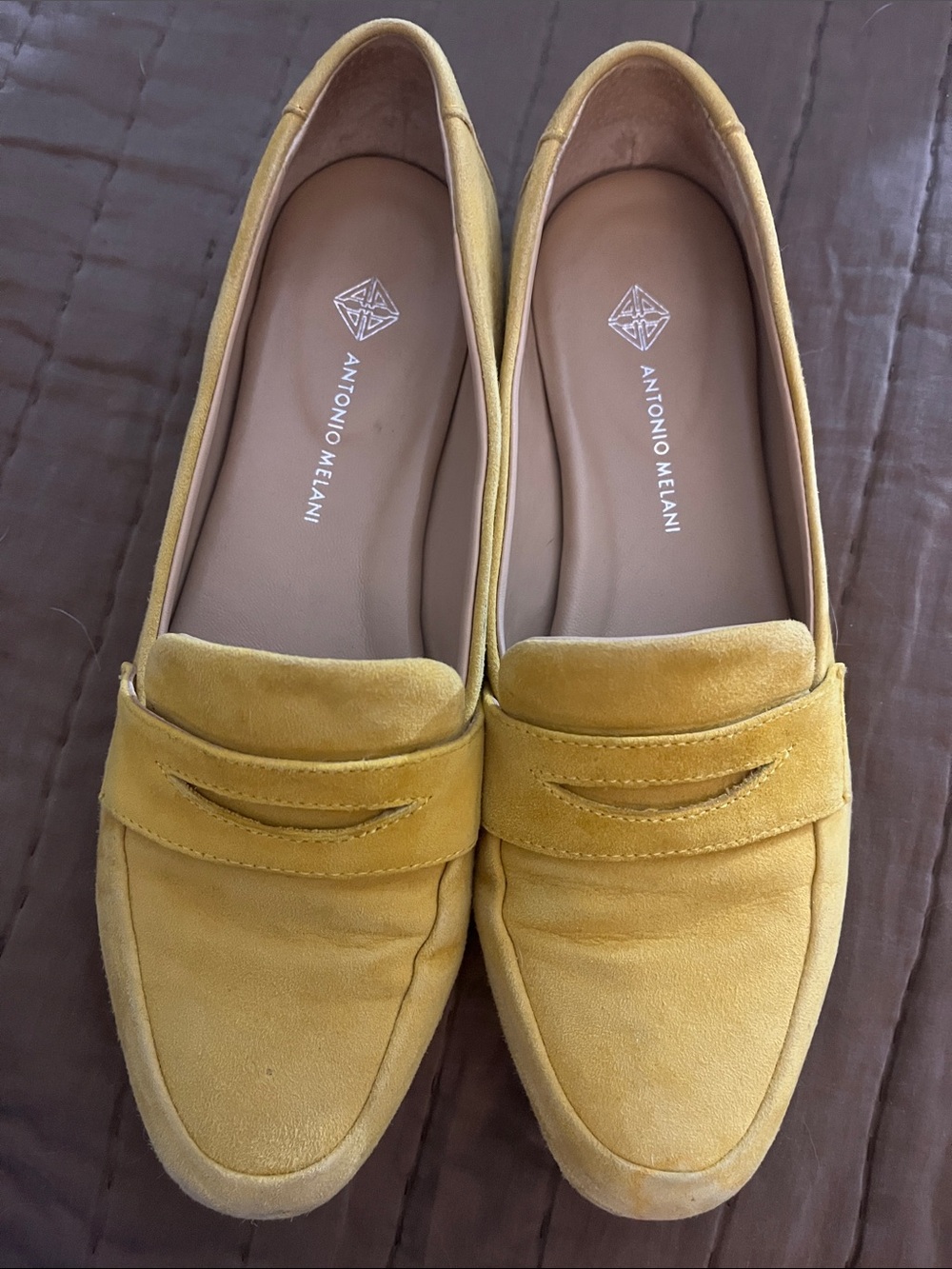 ANTONIO MELANI Mustard Suede Penny Loafers